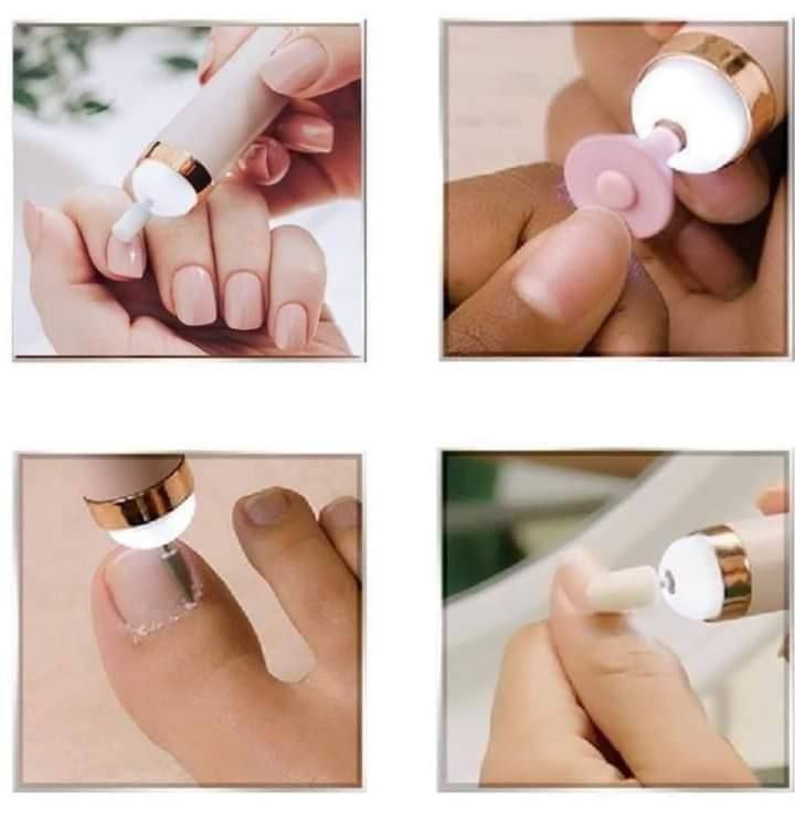 💅 قلم العناية بالأظافر 5 في 1 | بدكير ومناكير | جهاز تنظيف وتلميع الأظافر بالضوء LED Palestine -Global Market