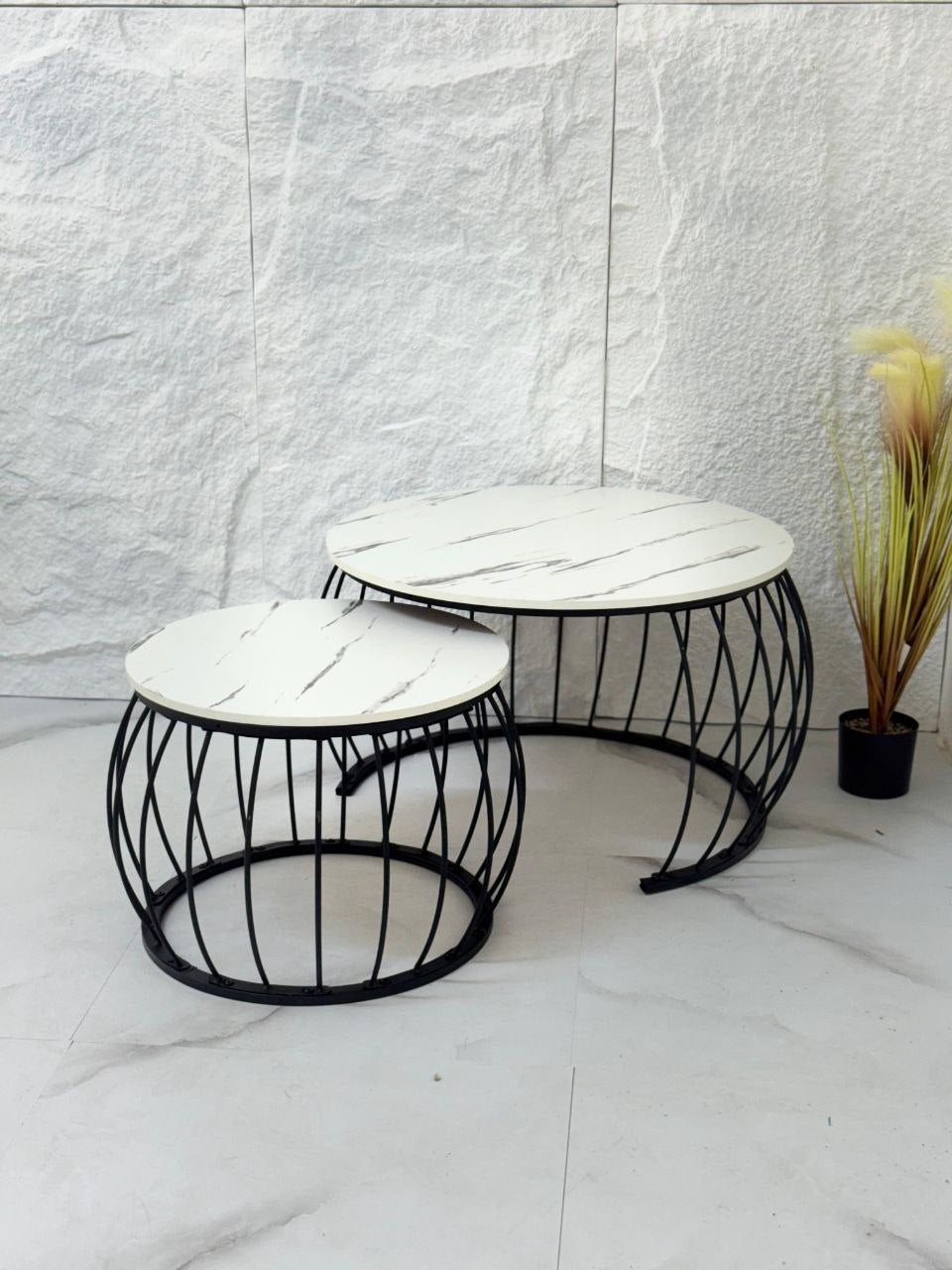 🪄 طاولات مودرن بسطح رخام وقاعدة حديد | تصميم أنيق للمجالس والزوايا Palestine -Global Market