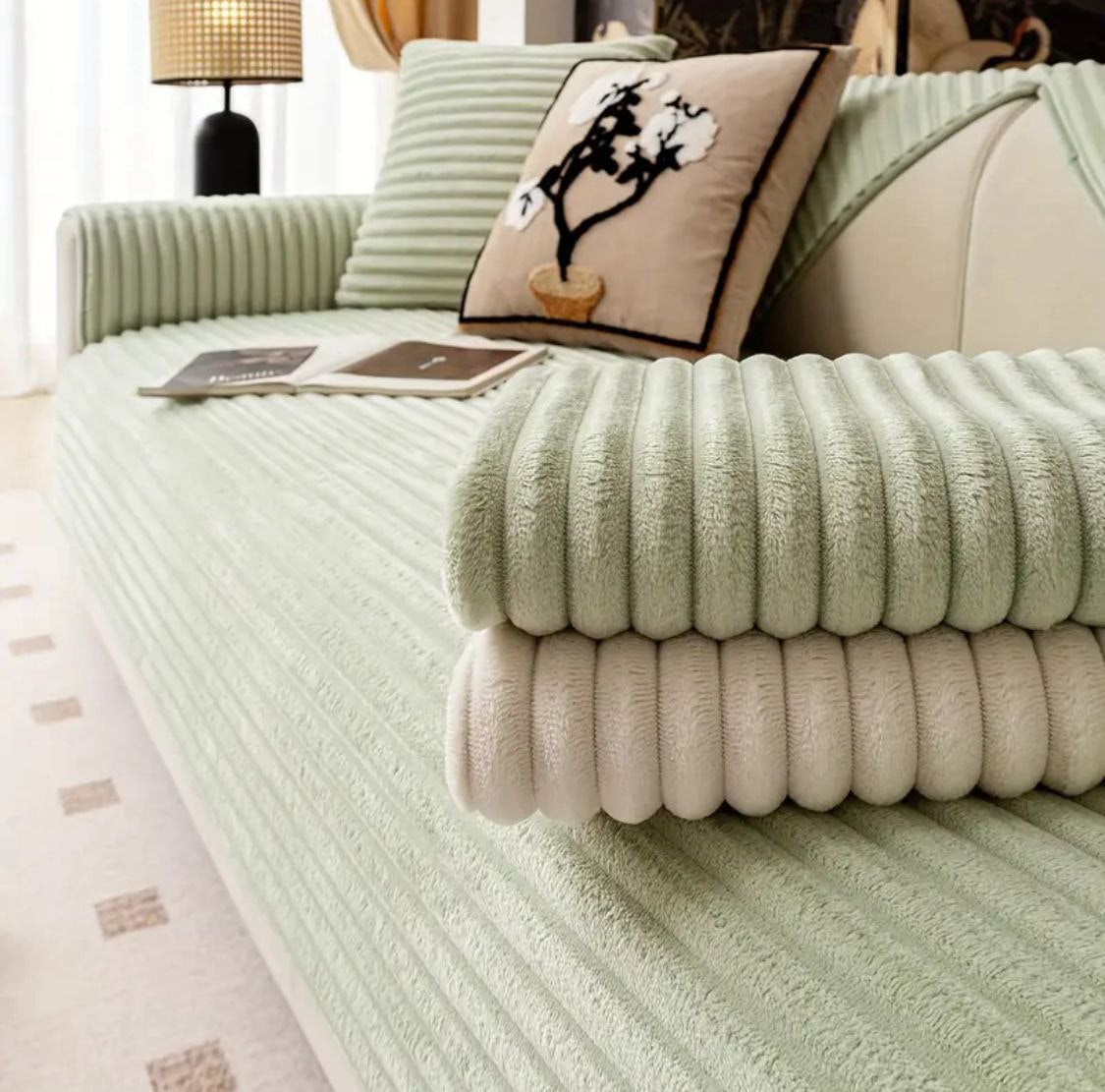 طقم كنب فرو مضلع فاخر - أغطية كنب شتوية دافئة - 5 ألوان عصرية Palestine -Global Market