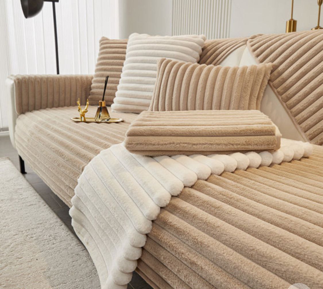 طقم كنب فرو مضلع فاخر - أغطية كنب شتوية دافئة - 5 ألوان عصرية Palestine -Global Market