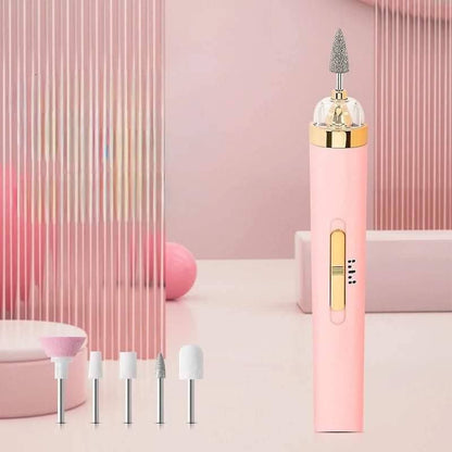 💅 قلم العناية بالأظافر 5 في 1 | بدكير ومناكير | جهاز تنظيف وتلميع الأظافر بالضوء LED Palestine -Global Market