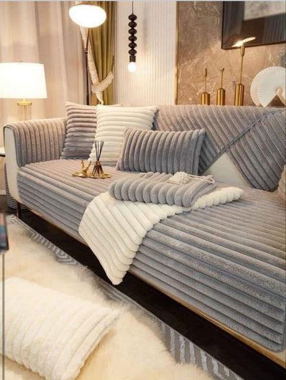 طقم كنب فرو مضلع فاخر - أغطية كنب شتوية دافئة - 5 ألوان عصرية Palestine -Global Market