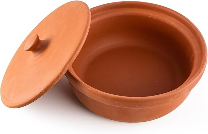 طنجرة فخار فلسطينية تراثية بغطاء - صناعة يدوية من الطين الطبيعي حرفيون فلسطينيون