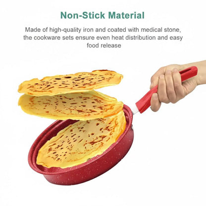 طقم طناجر غير لاصق 13 قطعة - Disine Regina - أحمر فاخر مع أدوات سيليكون Palestine -Global Market