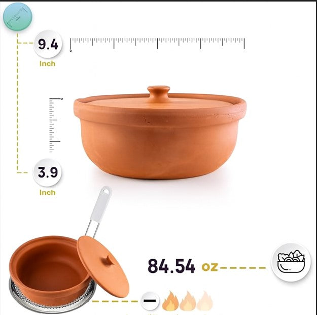 طنجرة فخار فلسطينية تراثية بغطاء - صناعة يدوية من الطين الطبيعي حرفيون فلسطينيون