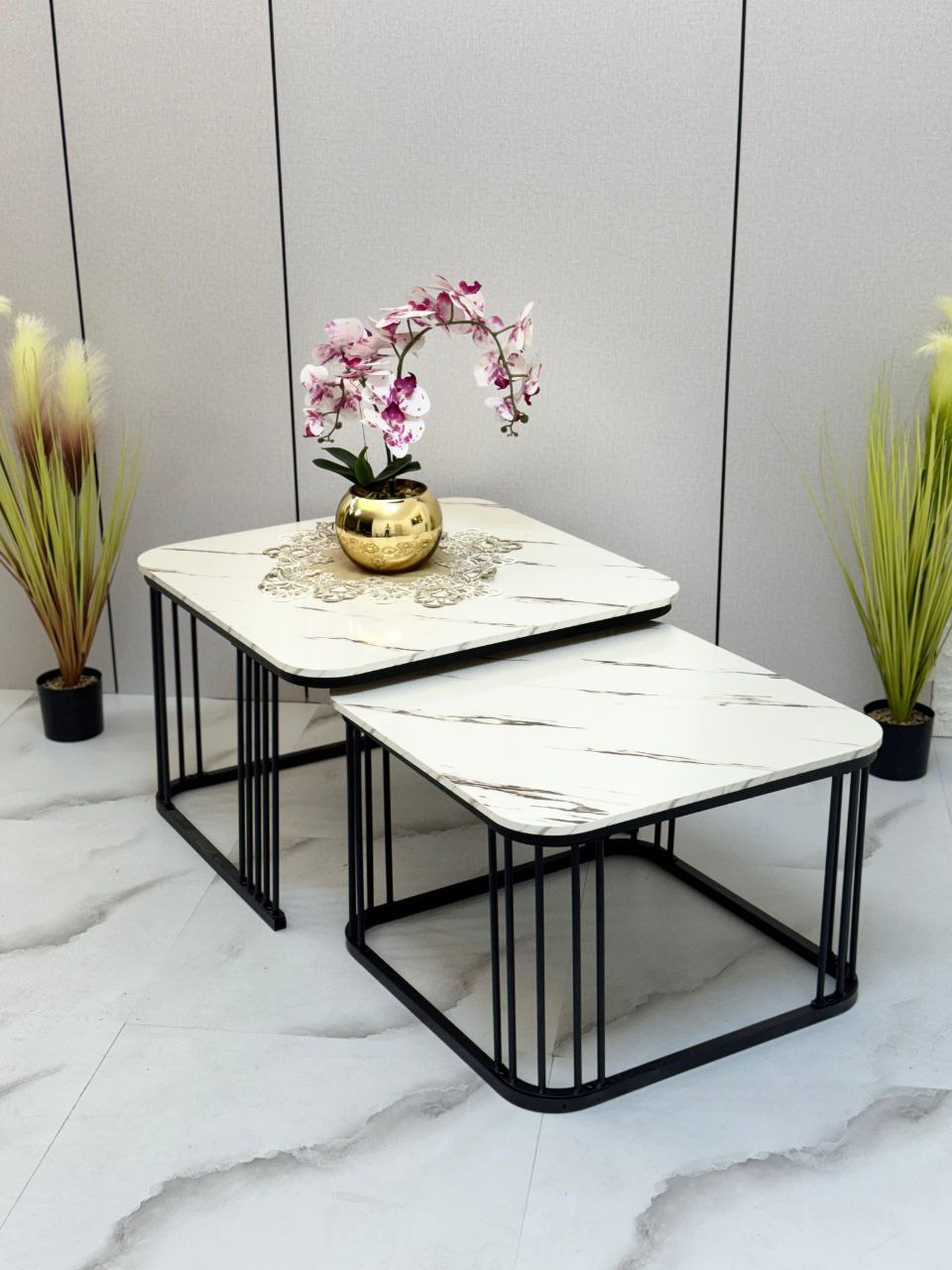 🪄 طاولات مودرن بسطح رخام وقاعدة حديد | تصميم أنيق للمجالس والزوايا Palestine -Global Market
