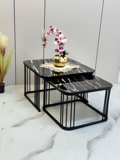 🪄 طاولات مودرن بسطح رخام وقاعدة حديد | تصميم أنيق للمجالس والزوايا Palestine -Global Market