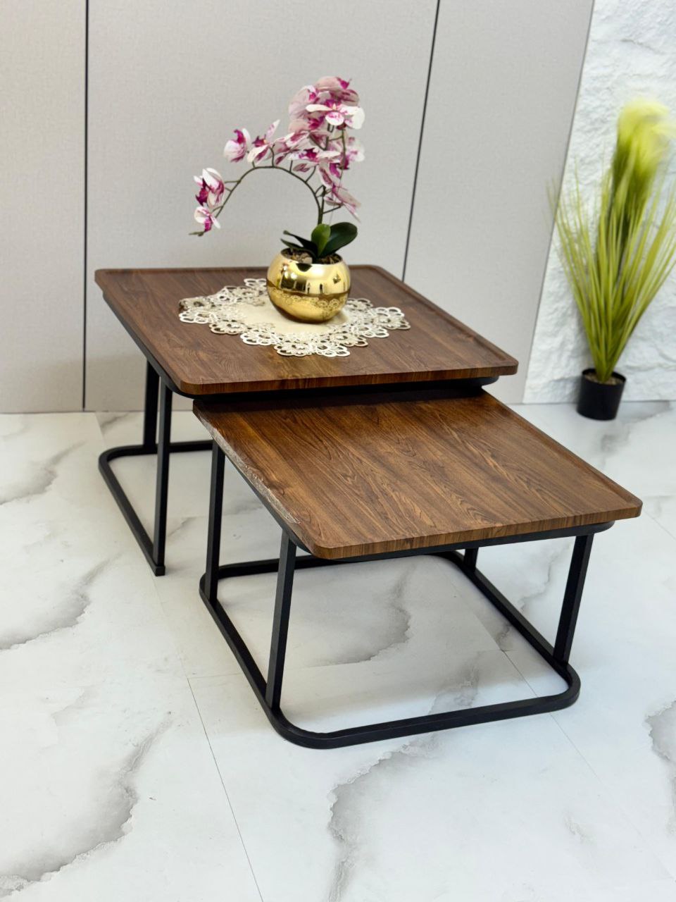 🪄 طاولات مودرن بسطح رخام وقاعدة حديد | تصميم أنيق للمجالس والزوايا Palestine -Global Market