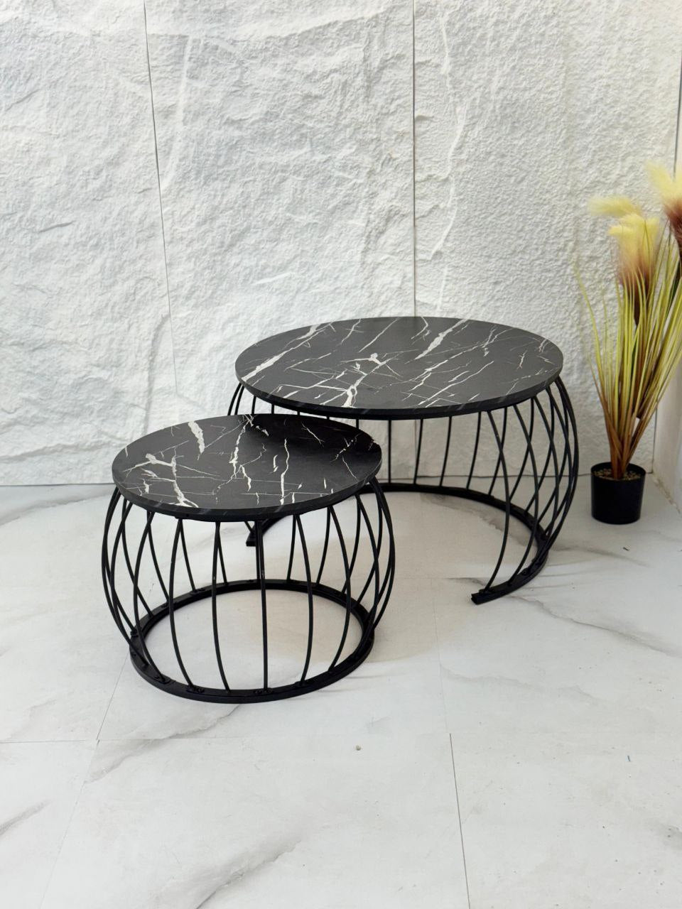 🪄 طاولات مودرن بسطح رخام وقاعدة حديد | تصميم أنيق للمجالس والزوايا Palestine -Global Market