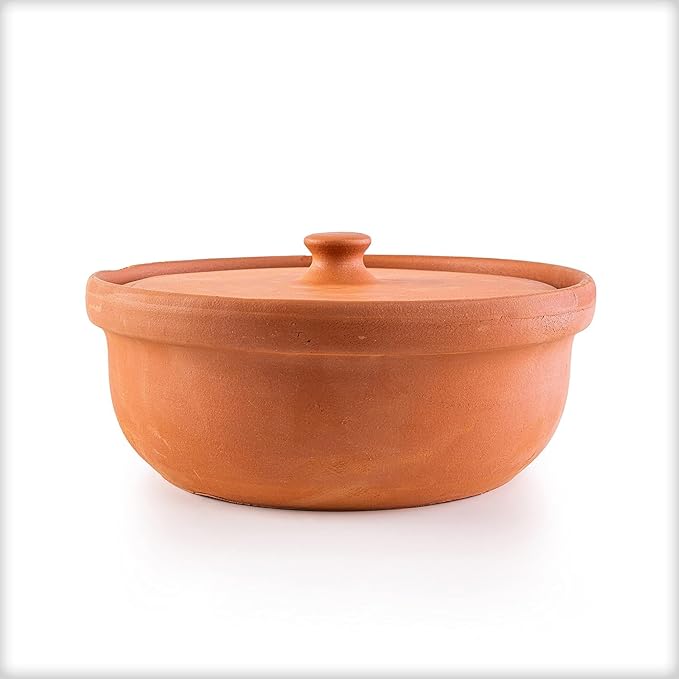 طنجرة فخار فلسطينية تراثية بغطاء - صناعة يدوية من الطين الطبيعي حرفيون فلسطينيون